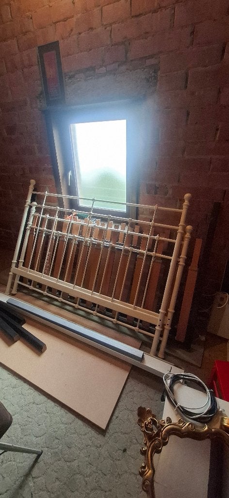Ijzeren bed, Huis en Inrichting, Slaapkamer | Bedden, Ophalen, Gebruikt, Tweepersoons, 200 cm