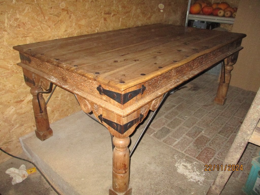 table et 6 chaise teck, Teck, 150 à 200 cm, Cinq personnes ou plus, 100 à 150 cm