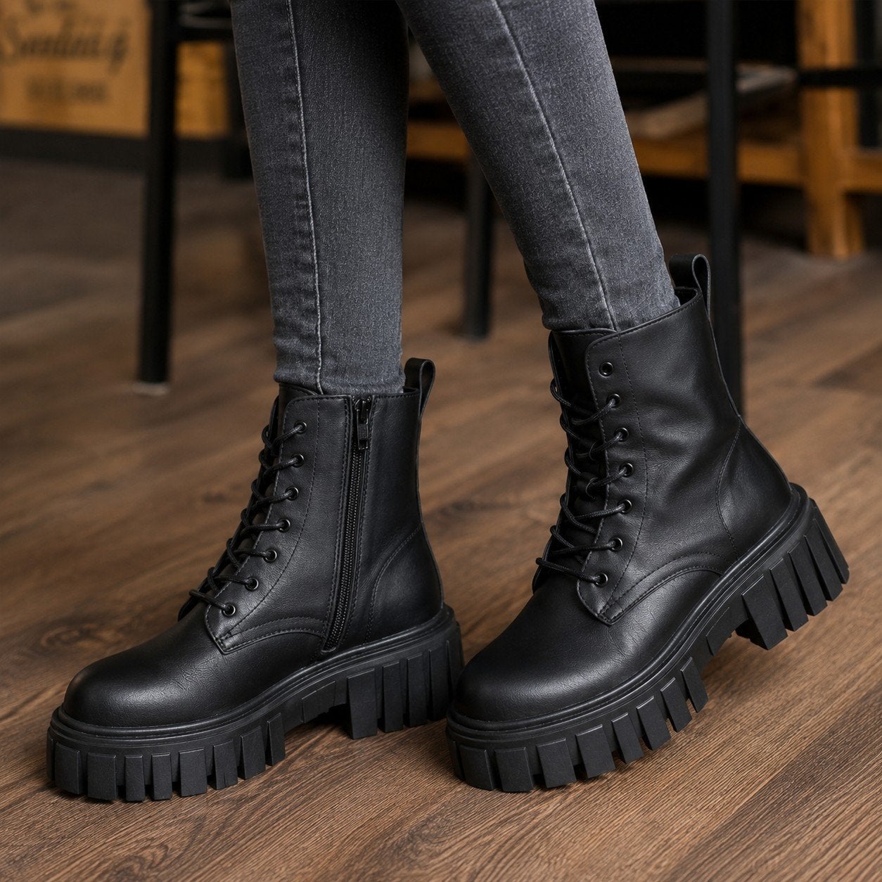 Bottines noires plateforme chunky New Look – taille 37, Neuf, Enlèvement ou Envoi, Sans marque, Boots et Botinnes