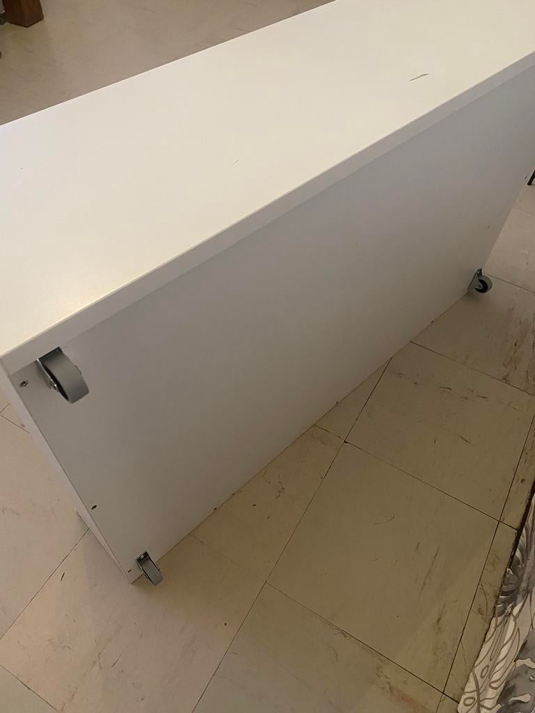 2 Caissons de sous lit Malm Ikea blanc avec roulettes ., Enlèvement, Comme neuf, Blanc