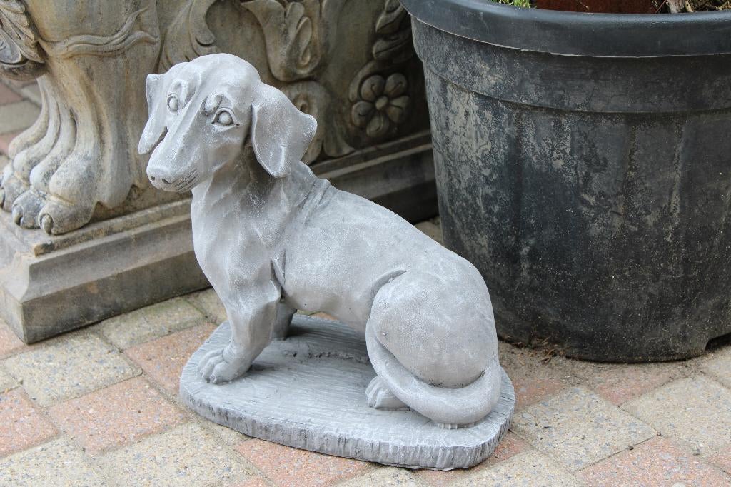 statue d un chien TECKEL assis en pierre, Enlèvement, Neuf, Pierre, Animal