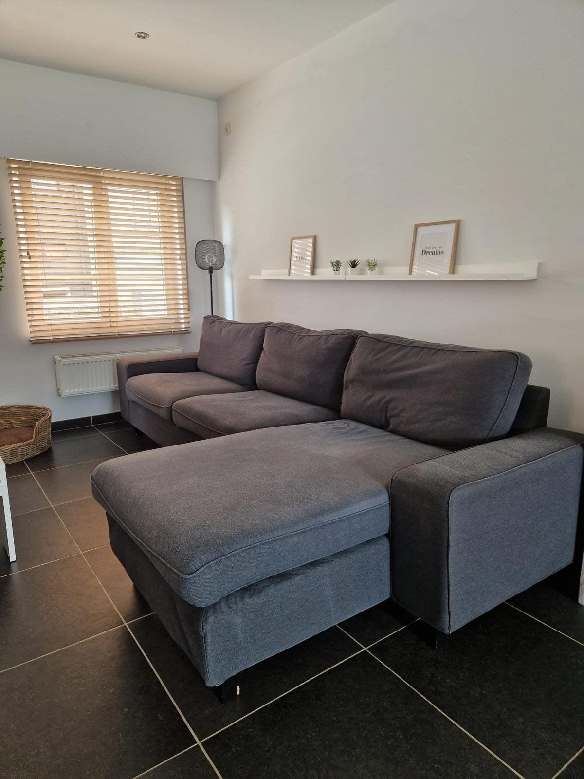 4-zitsbank met chaise longue, opbergbox,Gunnared middengrijs, Huis en Inrichting, Ophalen