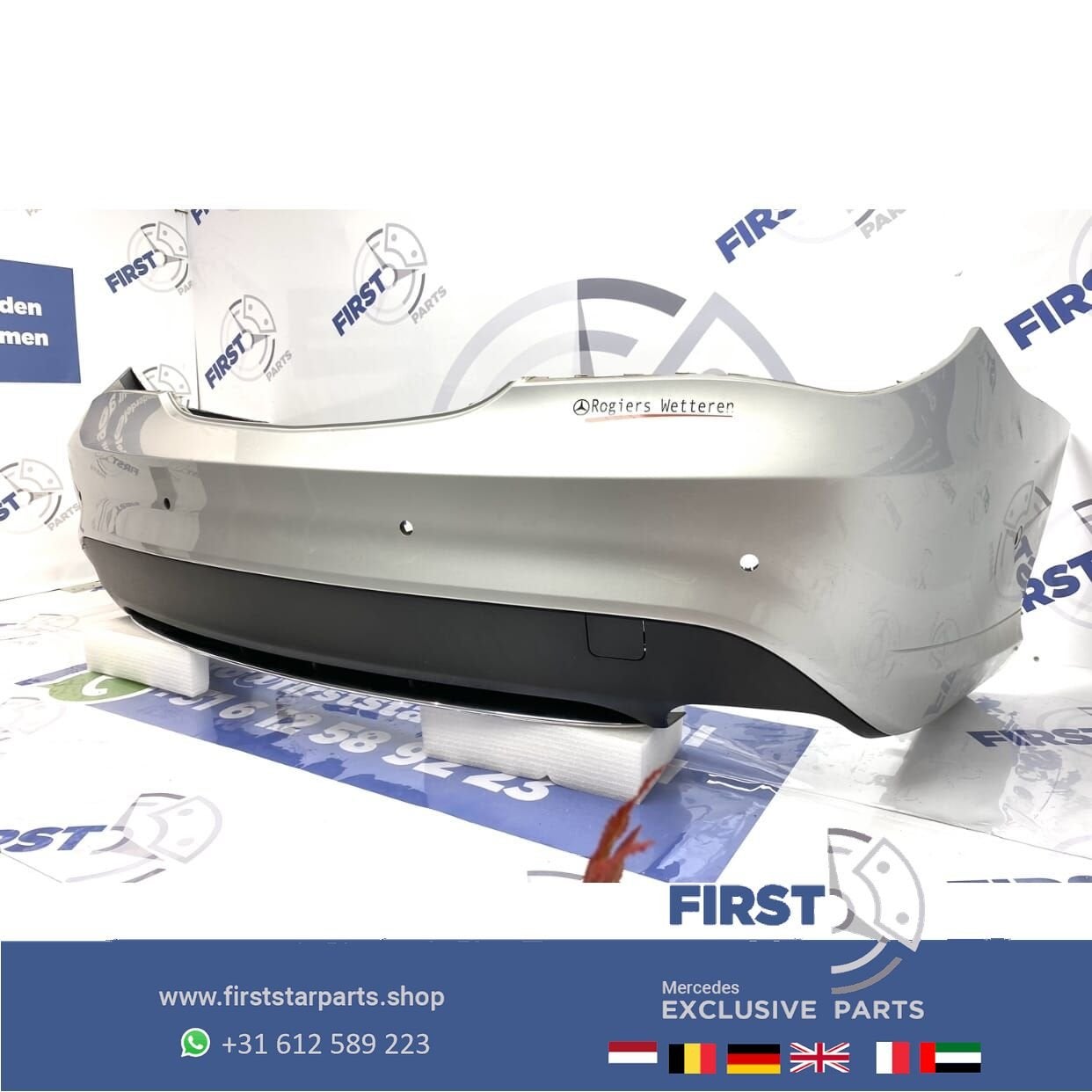 C117 Mercedes CLA ACHTERBUMPER + DIFFUSER ZILVERGRIJS origin, Gebruikt, -, Ophalen of Verzenden, Achter
