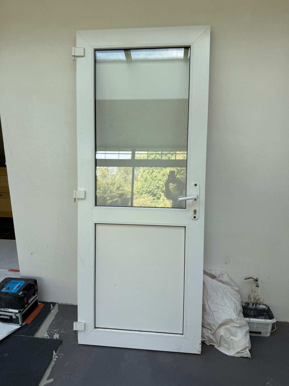 Porte extérieure en PVC blanc à double vitrage, Bricolage & Construction, Fenêtres & Moustiquaires, Porte extérieure, Comme neuf