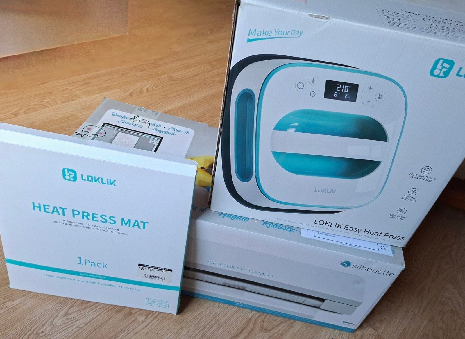 Pakket silhouette cameo 3 + Loklik press + Loklik pressmat, Hobby & Loisirs créatifs, Overige thema's, Blanc, Enlèvement, Machine