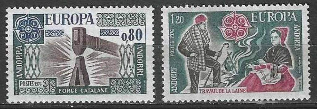 Andorre-France 1976 - Yvert 253-254 - Europe (PF), Envoi, Non oblitéré