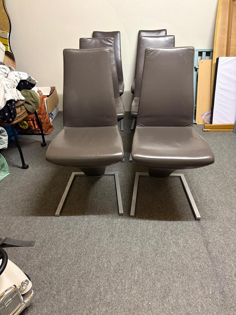 Disign stoelen Rolf Benz, Huis en Inrichting, Stoelen, Ophalen, Gebruikt, Leer, Grijs