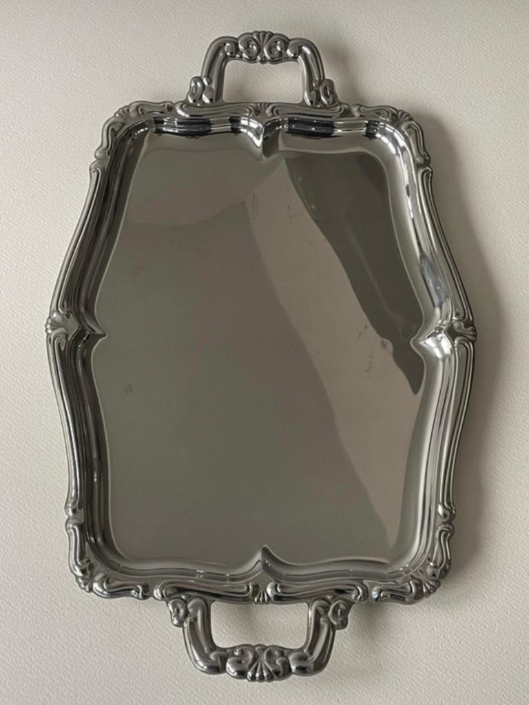 Plateau style baroque en inox Mepra Italy, Enlèvement, Utilisé, Rectangulaire, Métal
