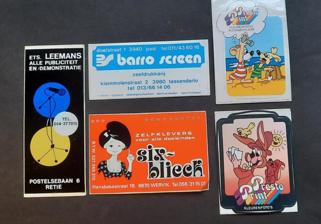5 stickers publiciteit, Ophalen of Verzenden, Gebruikt