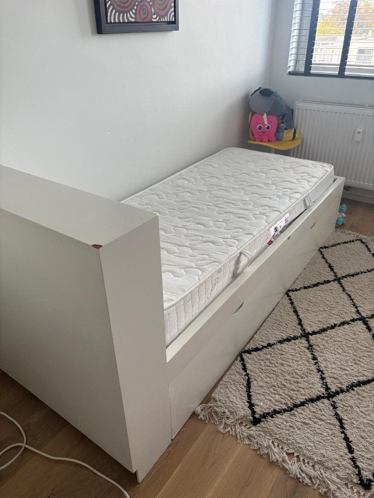 1-persoonsbed met extra bedschuif, Ophalen, Gebruikt, Eenpersoons, 190 cm of minder