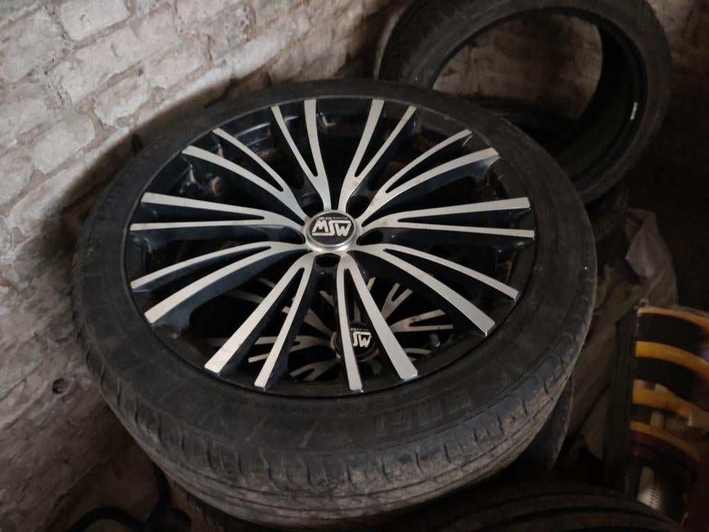 4 aluminium wielen MSW 20/5 OZ SH90 8x19 ET45 5x114.3 banden, Auto-onderdelen, Banden en Velgen, Ophalen, Band(en)