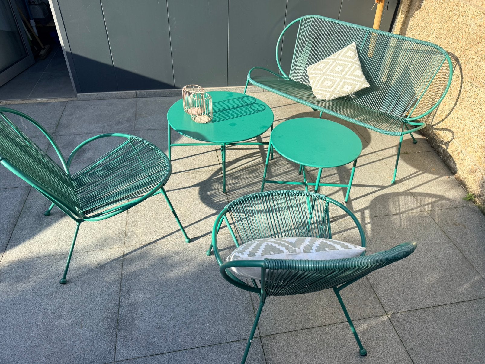 Tuinset 1 tweezit + 2 éénzit + 2 tafeltjes, Tuin en Terras, Ophalen, Gebruikt, Tuinset, Overige materialen