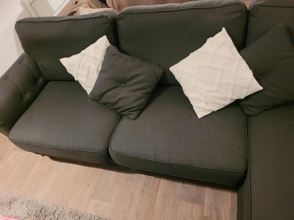 Donkergrijs salon, bijna nieuw, niet roker, geen kinderen, Huis en Inrichting, Ophalen