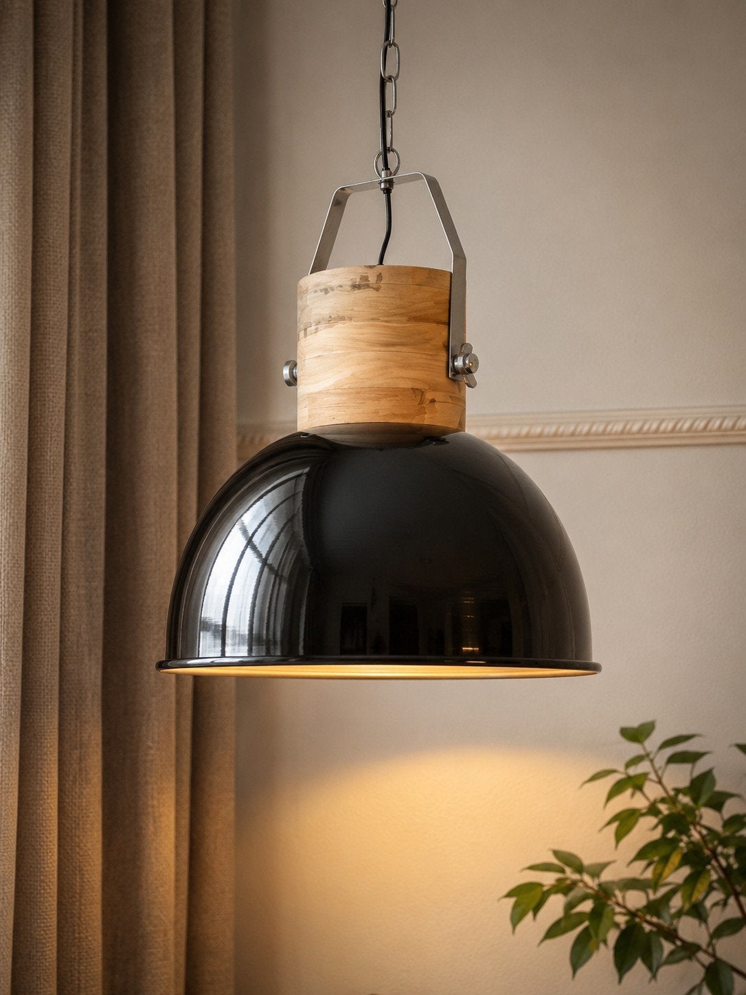 Industriële hanglamp, Ophalen, Hout