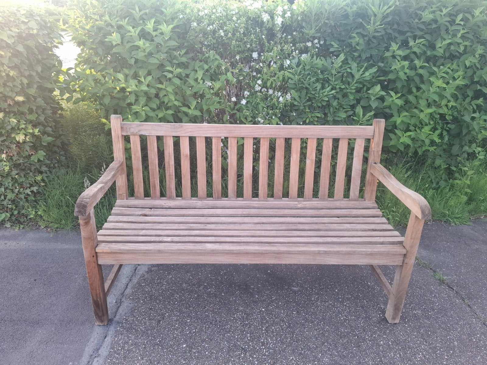 Tuinbank teak 150 cm, Tuin en Terras, Ophalen, Zo goed als nieuw, Teakhout