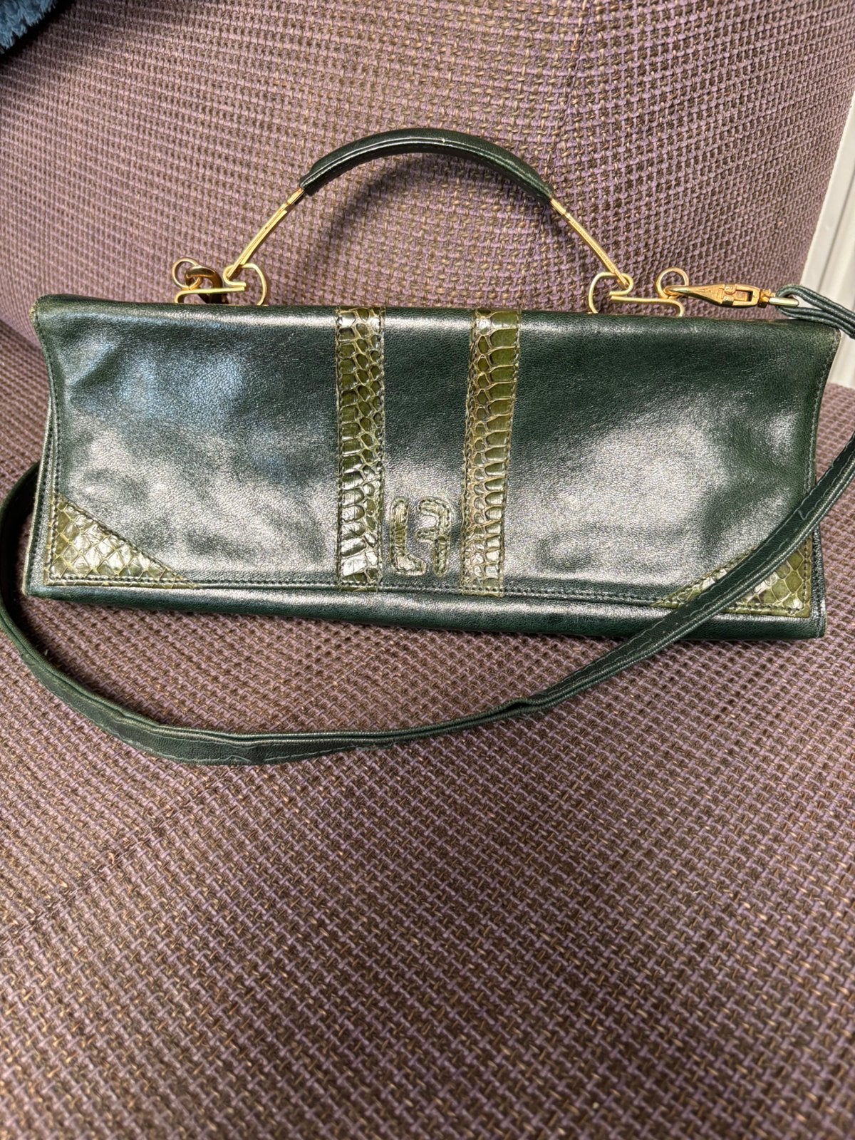 Vintage Louis Féraud hand/schoudertas, Enlèvement, Utilisé, Vert
