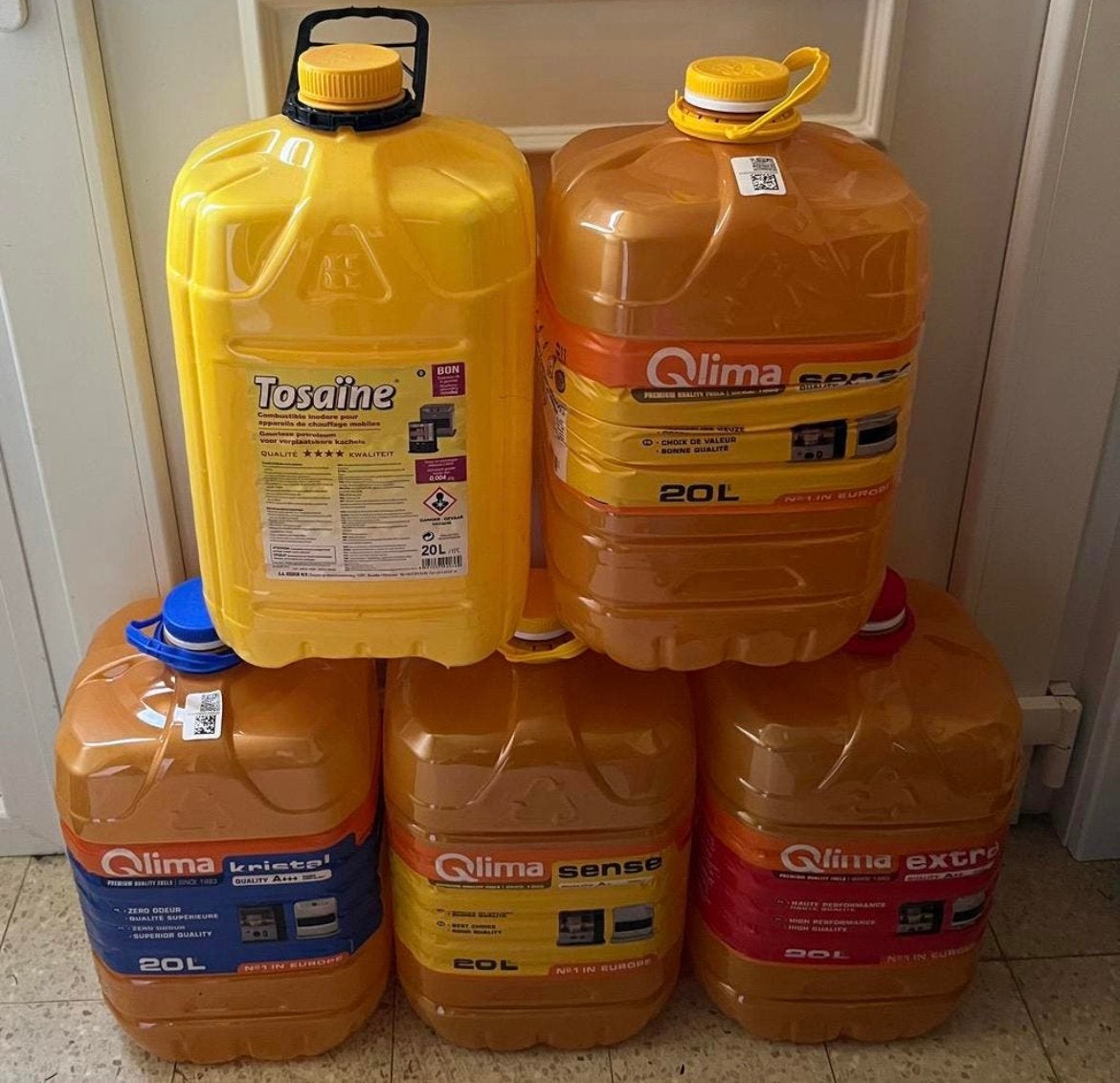 5 stevige Qlima bidons/jerrycans 20L – leeg, Ophalen, Gebruikt