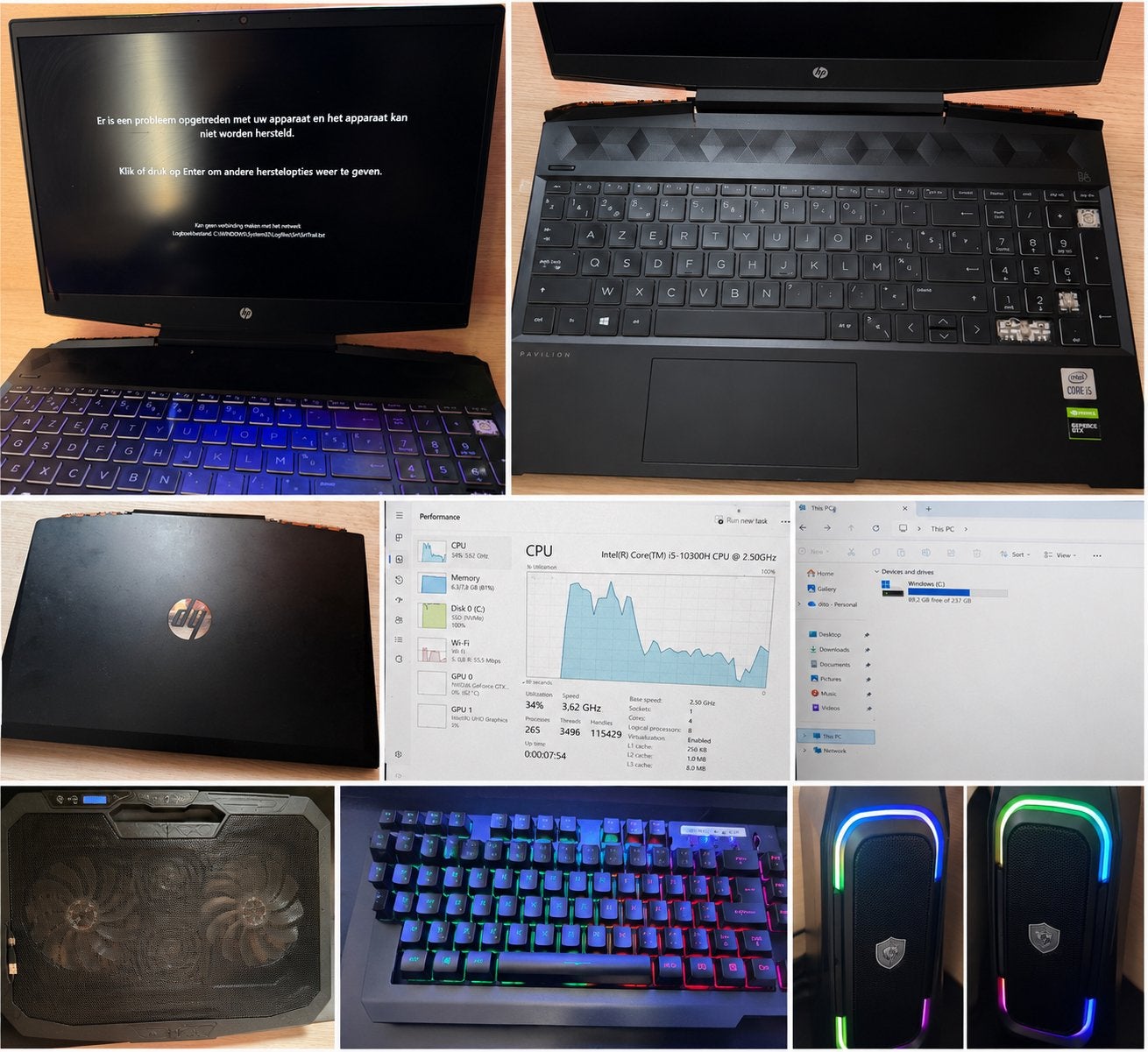 HP Pavilion Gaming i5 GTX 1650 | DEFECT! / voor onderdelen, Computers en Software, Windows Laptops, Ophalen, 8 GB, Zo goed als nieuw