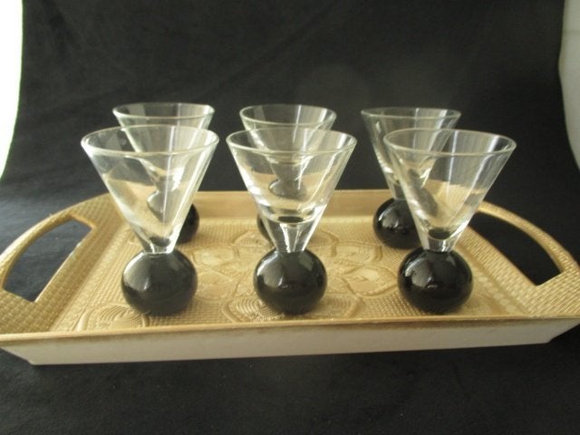 Vintage borrelglaasjes - VGN = 6 stuks - Art Deco, Ophalen