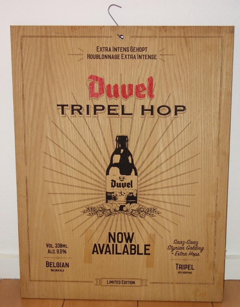 Reklamebord Duvel Tripel Hop, Verzamelen, Ophalen, Zo goed als nieuw, Reclamebord, Plaat of Schild, Duvel