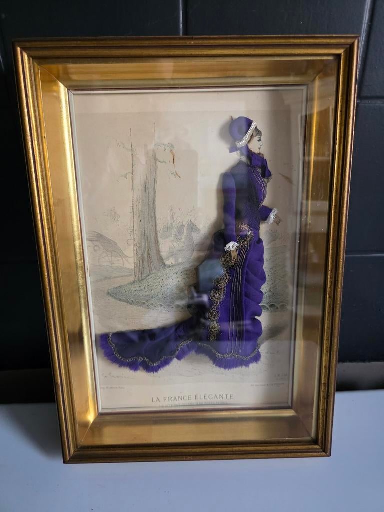La France Elegante. 3D modeprent. Paris. 19de eeuw, Antiek en Kunst, Ophalen of Verzenden