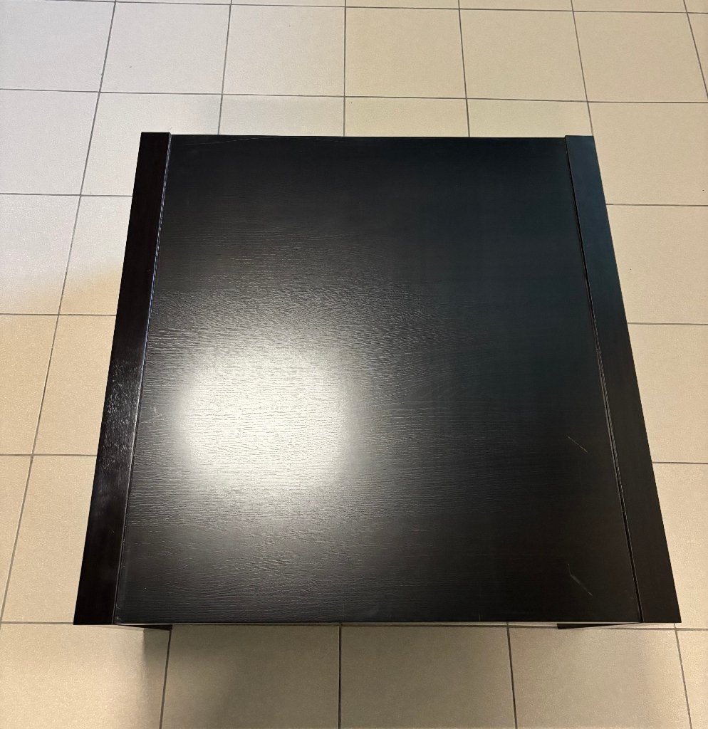 Salontafel Ikea, zwarte fineer met glas, Ophalen, Gebruikt, 50 tot 100 cm, Glas
