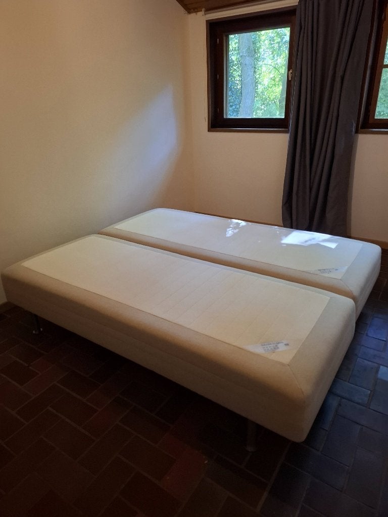 Boxspring 160x200, Huis en Inrichting, Ophalen, Gebruikt, Beige, Tweepersoons