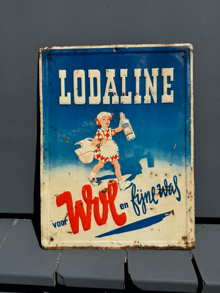 Panneau d'affichage en or Lodaline Wol, Collections, Marques & Objets publicitaires, Utilisé, Panneau publicitaire, Enlèvement ou Envoi