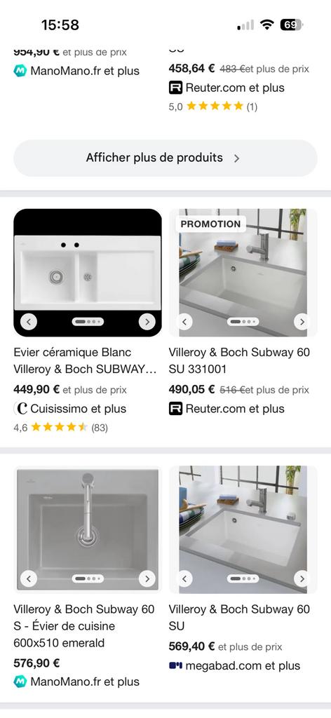 Evier villeroy boch, Enlèvement, Comme neuf, Blanc
