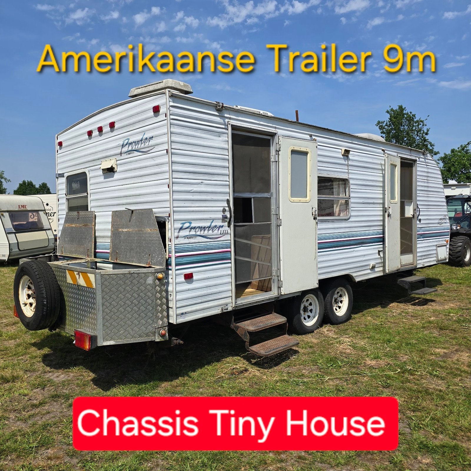 caravan Amerikaanse trailer chassis tiny house pipowagen 9m, Caravans en Kamperen, Ophalen