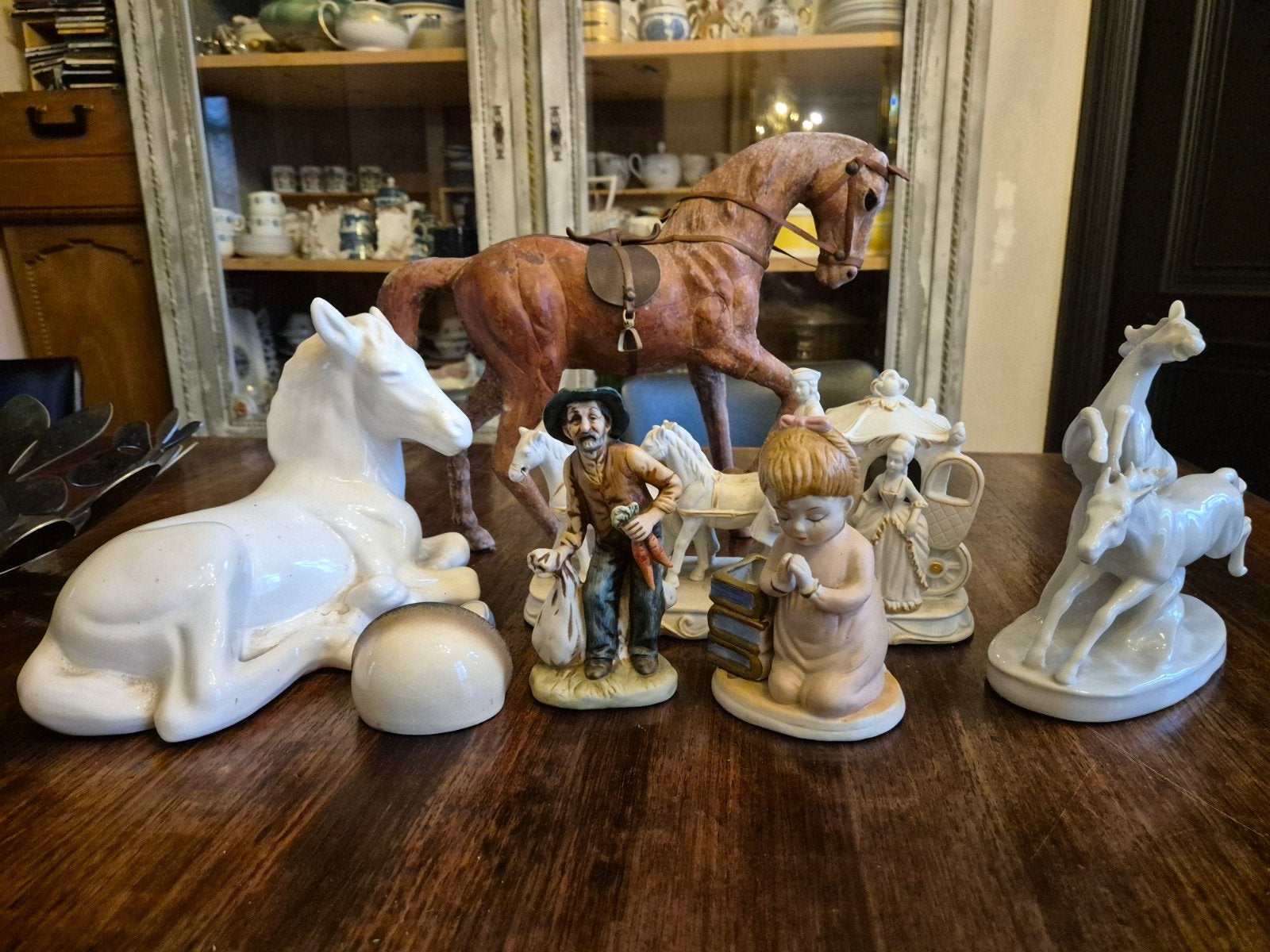 Lot d'anciennes figures de chevaux en céramique., Enlèvement ou Envoi