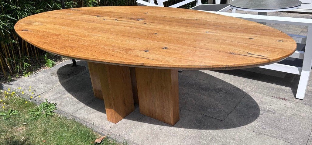 Eiken ovale tafel, Tuin en Terras, Ophalen, Zo goed als nieuw