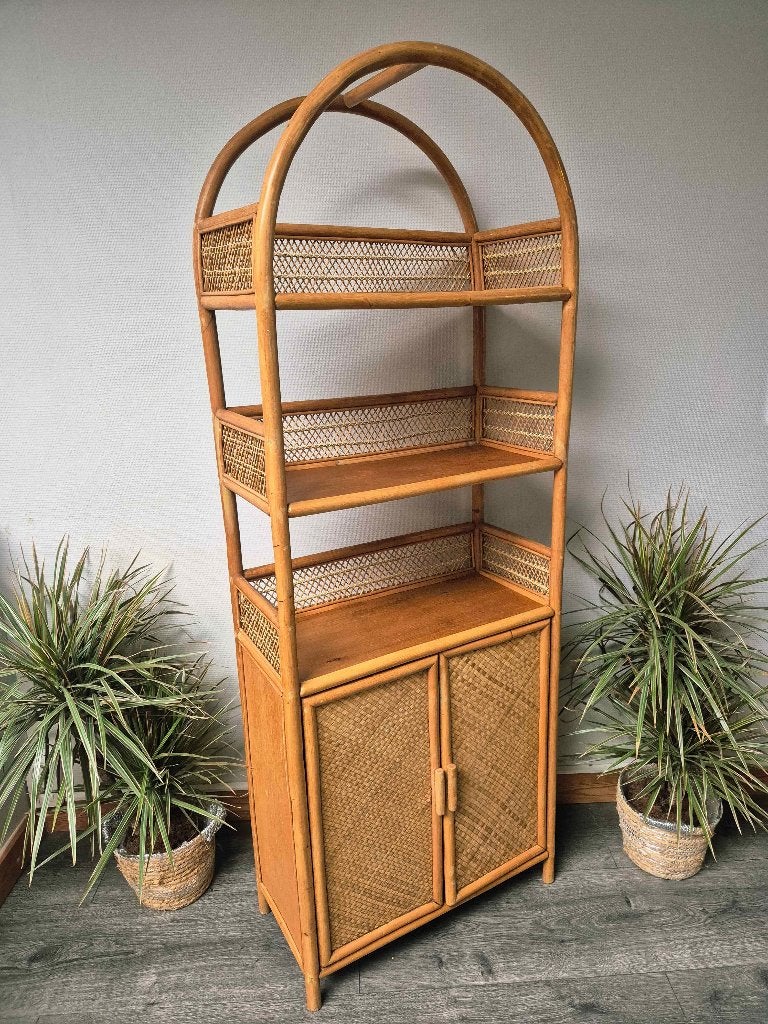 Grote vintage rotan plank, Ophalen, Zo goed als nieuw, Etagère
