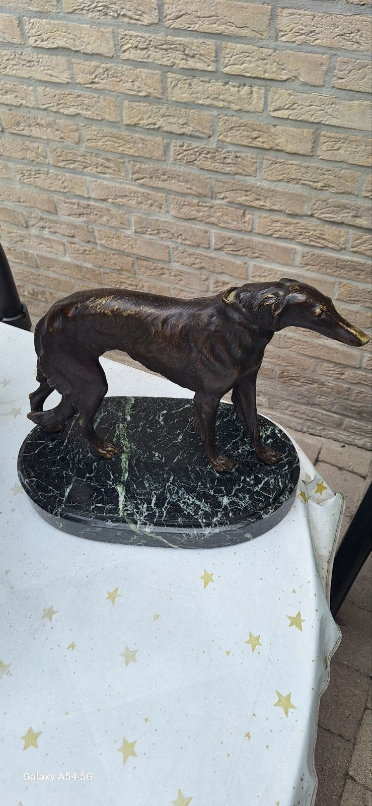 Bronze levrier barzoi signé, Antiquités & Art, Enlèvement