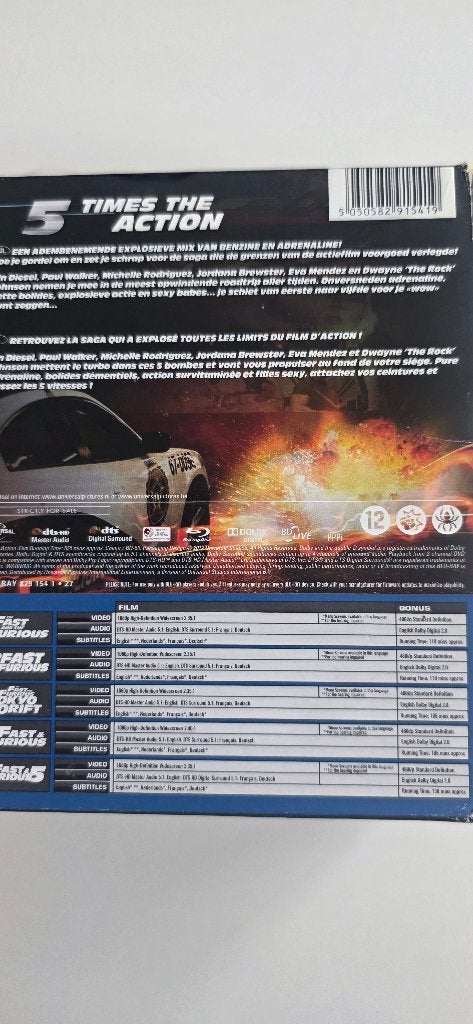 BR BOX - Fast & Furious 1-5 Collection, Cd's en Dvd's, Nederlands, Actie, Ophalen of Verzenden, Zo goed als nieuw