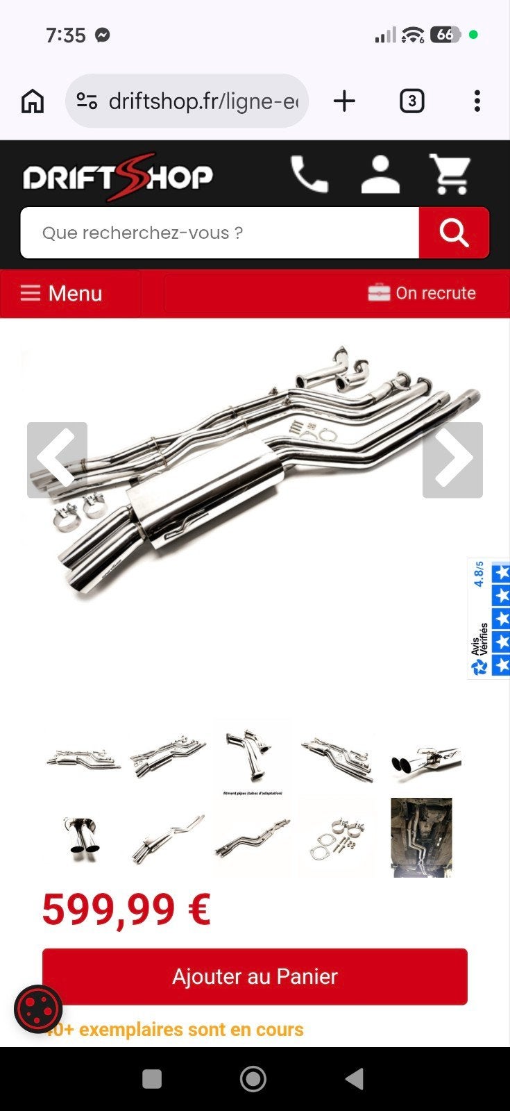 ligne échappement driftshop bmw e36 6 Cylindres, Enlèvement ou Envoi, Utilisé, BMW