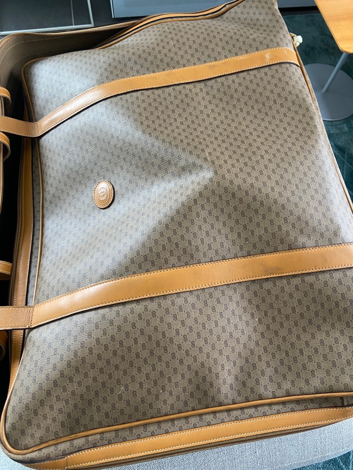 Vintage Gucci Micro GG Rolling Trolley / Reiskoffer, Gebruikt, Leer, 70 cm of meer, 55 cm of meer