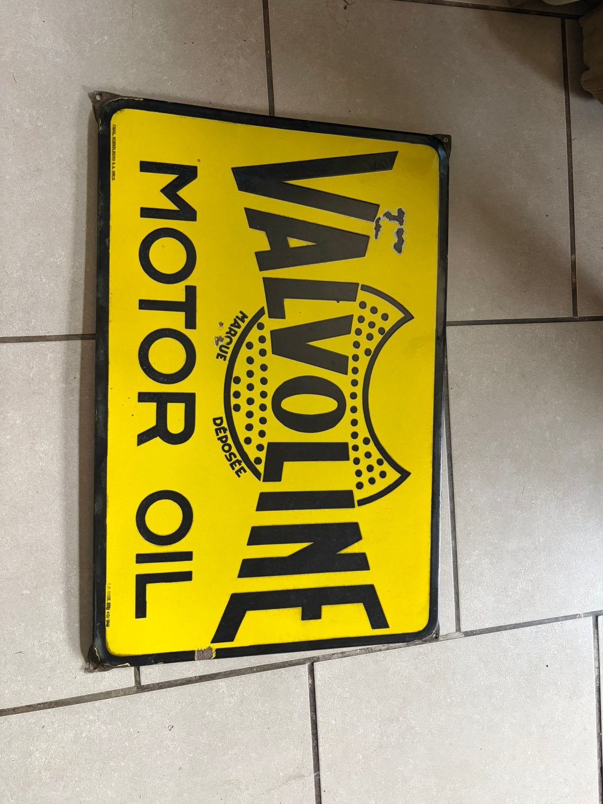 Emaille bord valvoline motor oil 1949, Ophalen, Gebruikt, Reclamebord