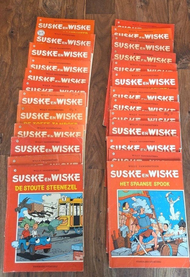 Stapel van 25 Suske en Wiske strips - Rode reeks (softcover), Boeken, Meerdere stripboeken, Ophalen, Gelezen, Willy vandersteen
