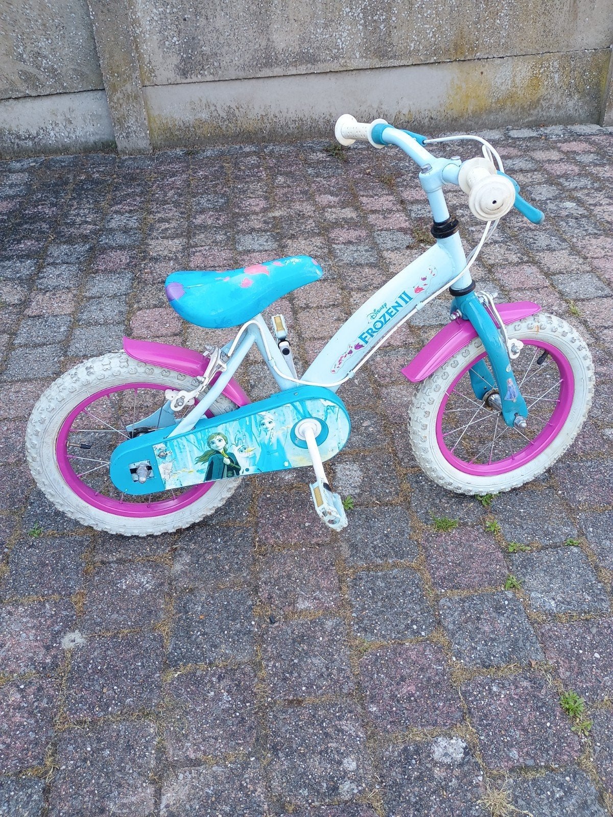 14 inch fietsje frozen, Fietsen en Brommers, Ophalen, Zijwieltjes, Gebruikt, Velgrem