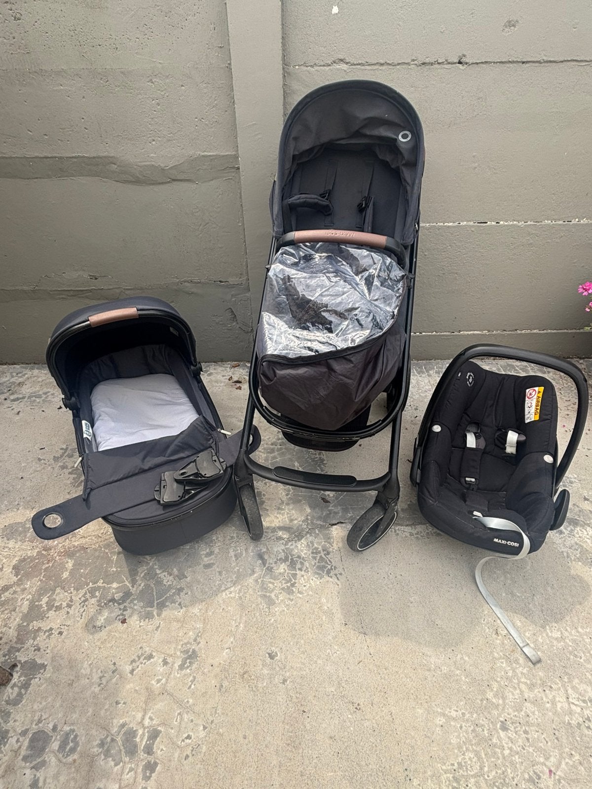 Maxi cosi 3 in one, Ophalen, Gebruikt, Combiwagen, Verstelbare duwstang