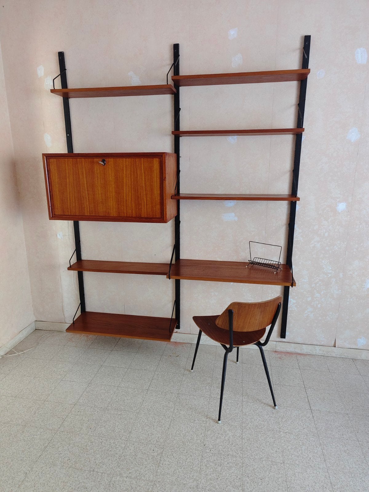 Armoire murale Poul Cadovius Royal System + bureau et secrét, Enlèvement, Teck