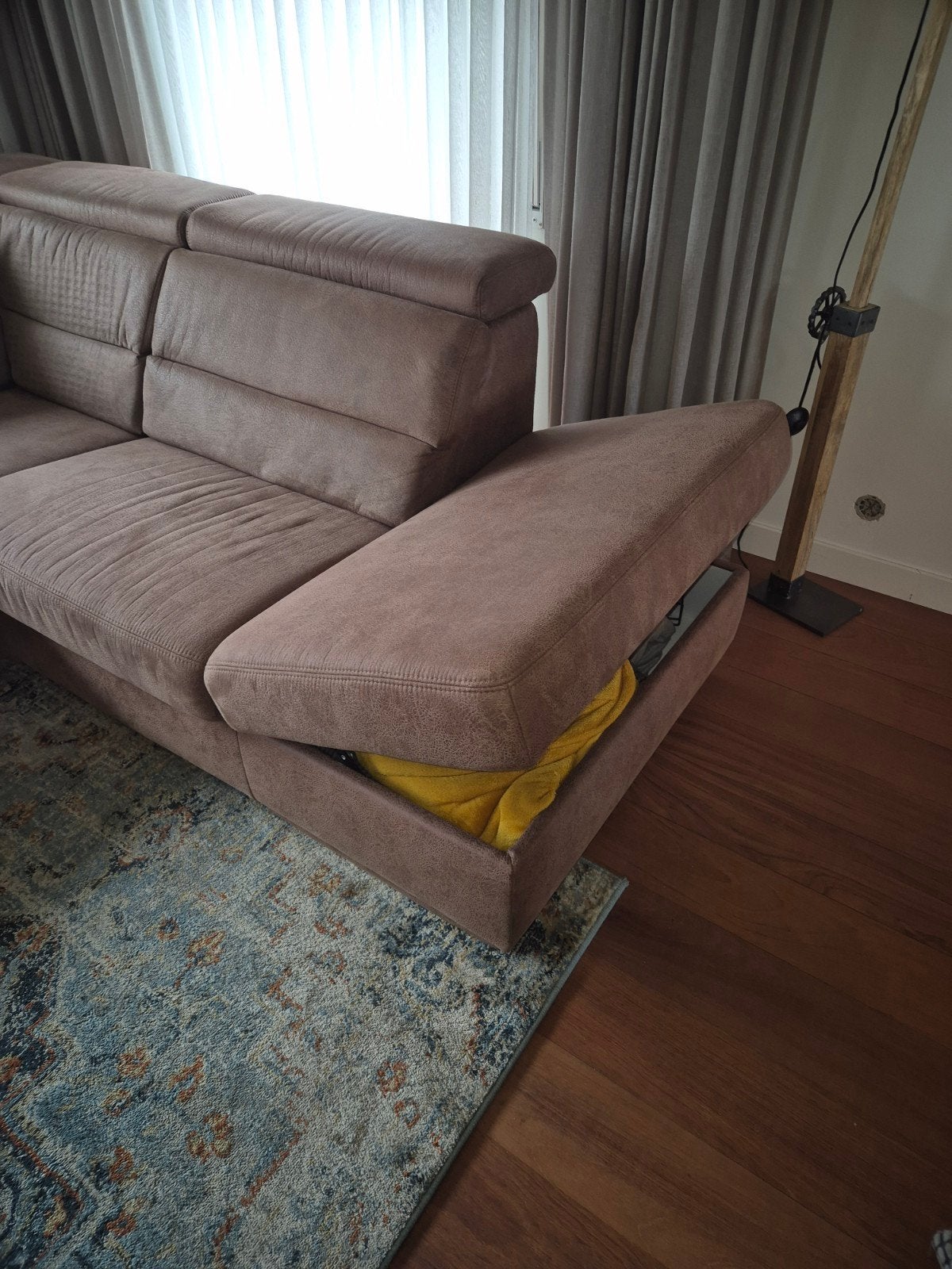 Siège d'angle en L confortable en similicuir marron, Enlèvement, Utilisé, Tissus, All round