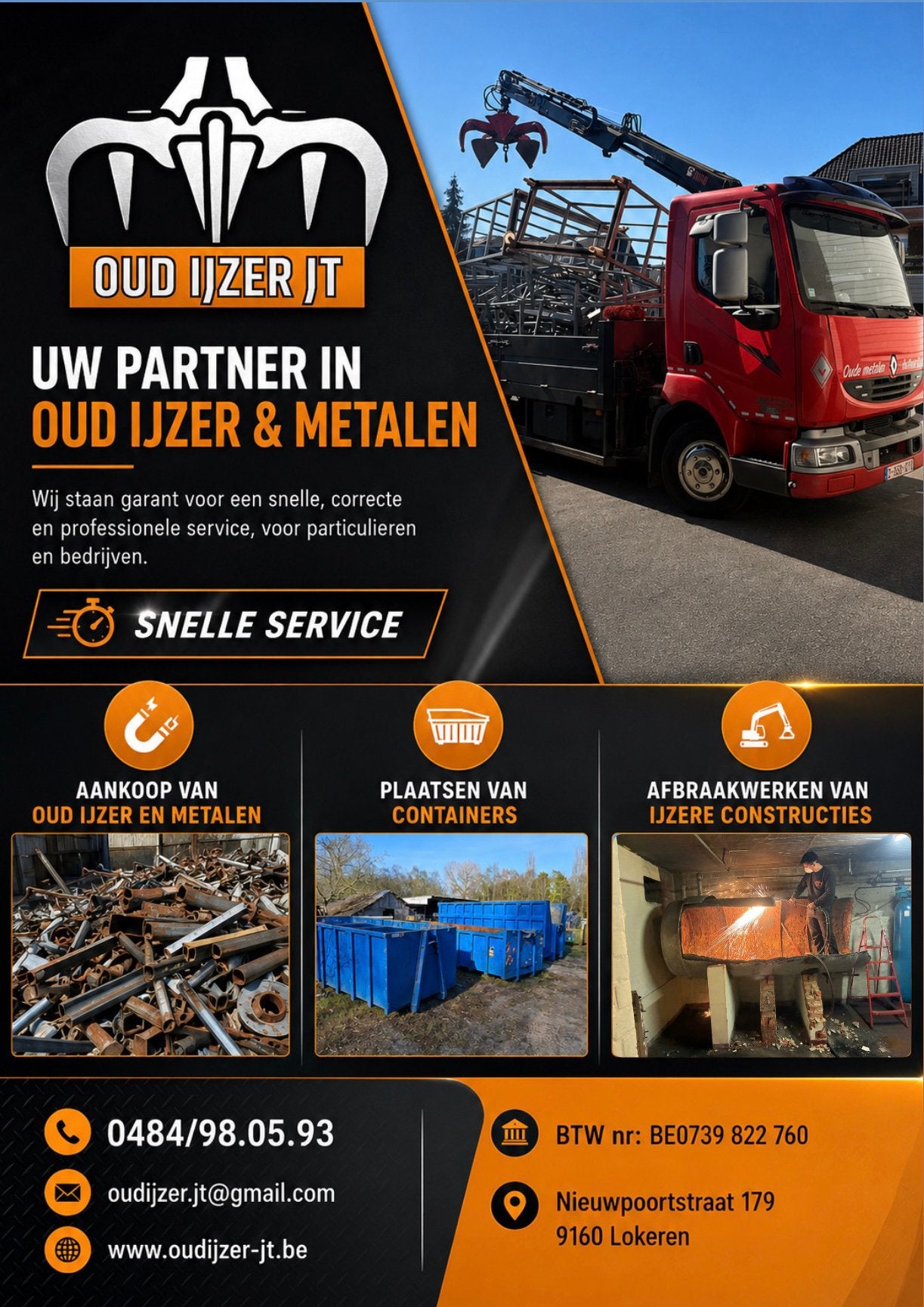 Opkoop/opbhalen oud ijzer en metalen, Enlèvement