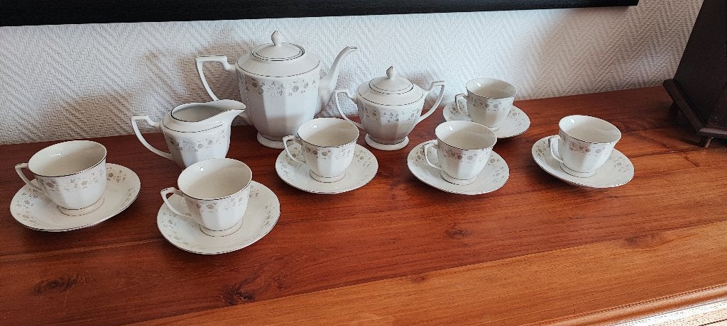 Koffieservies Wit Porselein Art Deco / Ampire stijl, Antiek en Kunst, Ophalen of Verzenden