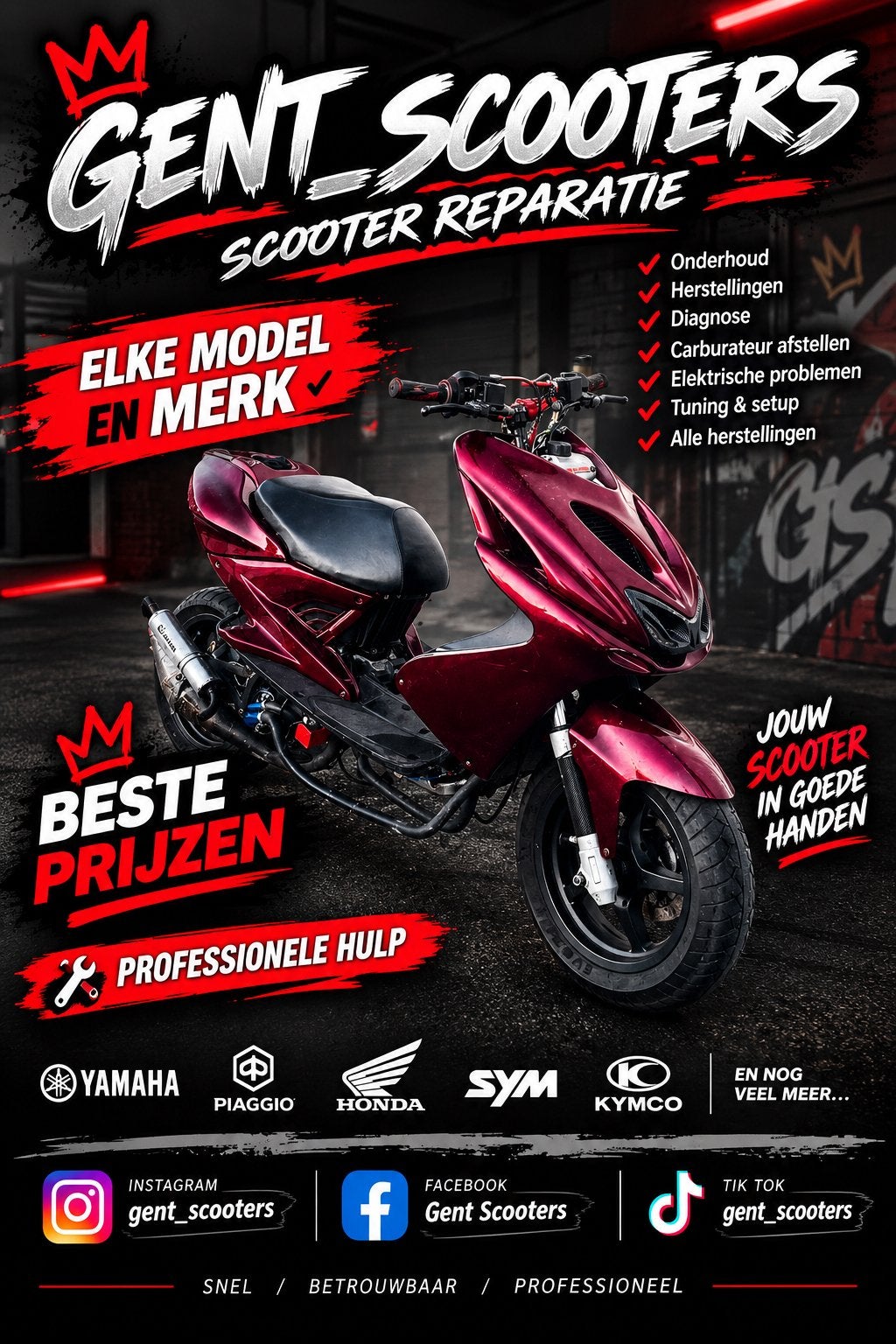 Is jouw scooter stuk? Laat hem herstellen bij ons !, Fietsen en Brommers, Ophalen, Zo goed als nieuw