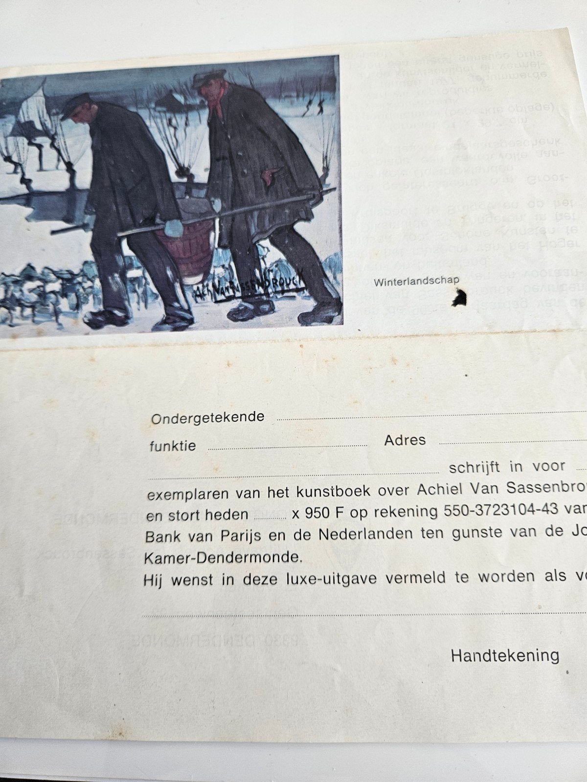 Achiel Van Sassenbroeck, Boeken, Verzenden