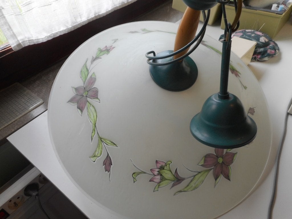 lampe lustre ancien, Enlèvement, Comme neuf, Verre, Beau