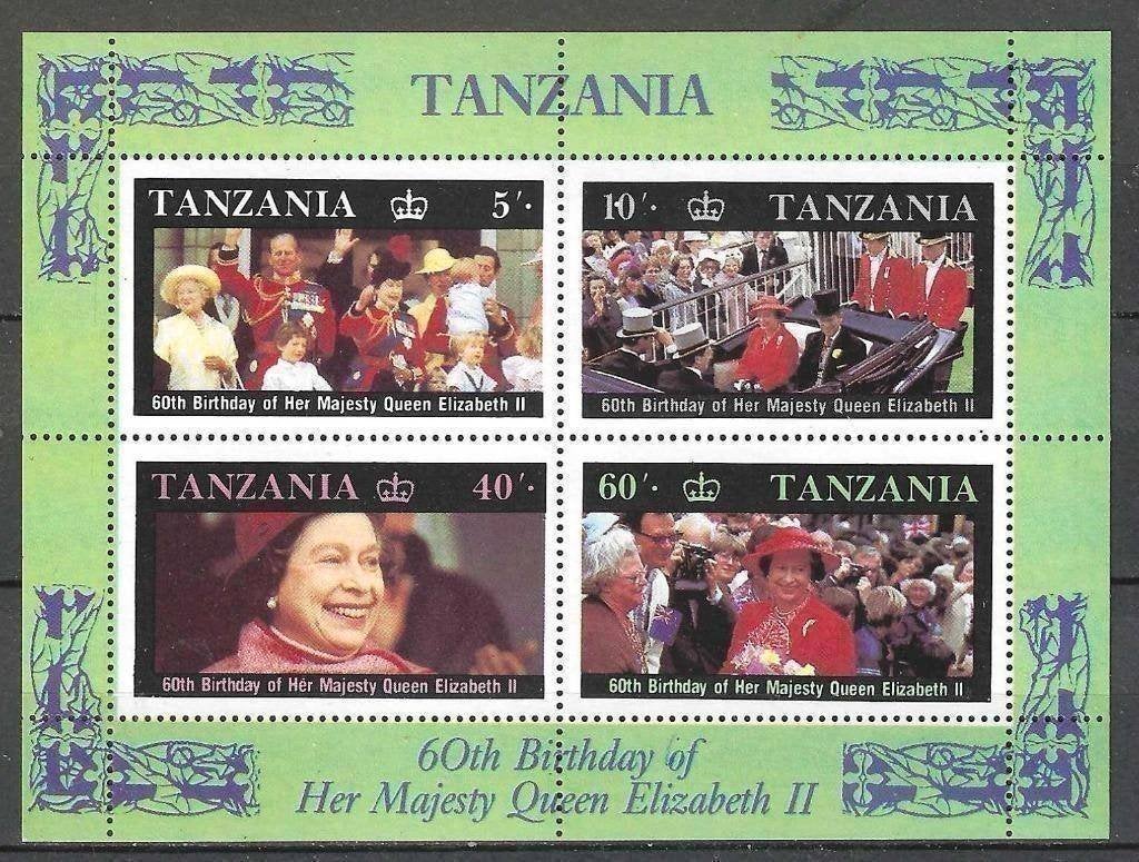 Tanzanie 1987 - Yvert block 52 - Anniversaire d'Elisabe (PF), Timbres & Monnaies, Timbres | Afrique, Non oblitéré, Tanzanie, Envoi