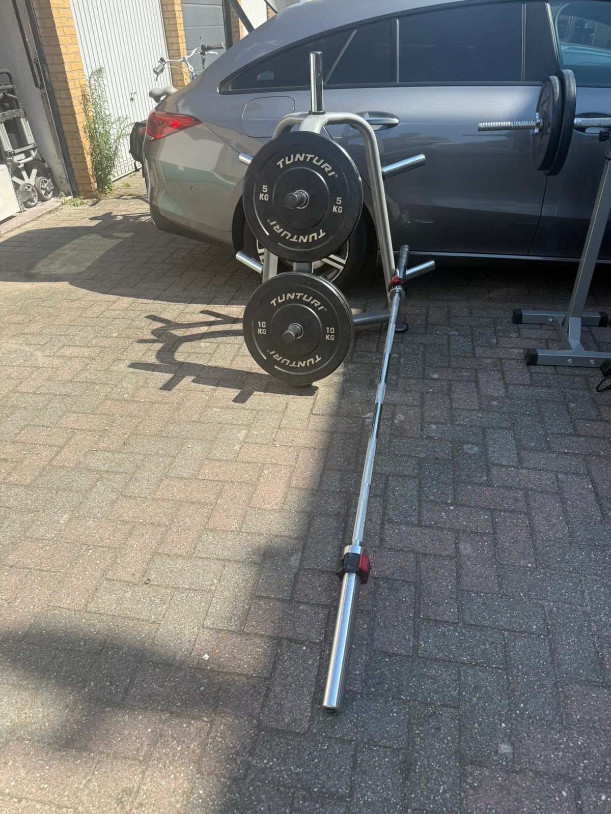 Olympische 50mm stang & 30 kg bumper plates tunturi, Ophalen